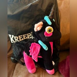 Killstar Black Plush Unicorn with Hot Pink & Teal Accents